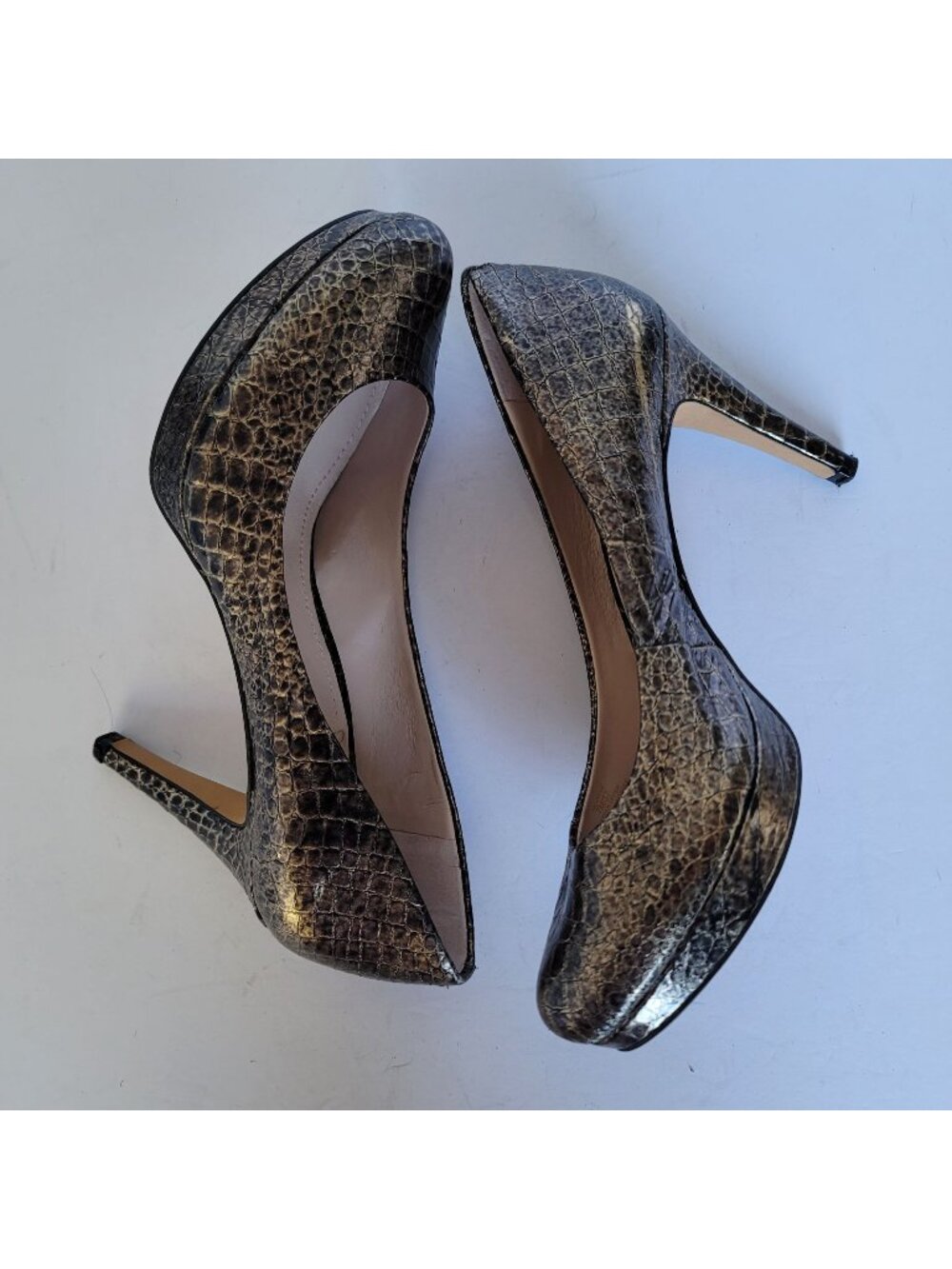 Vince Camuto Zella Snakeskin Embossed Platform Pumps Stiletto Heels Office Sz. 7